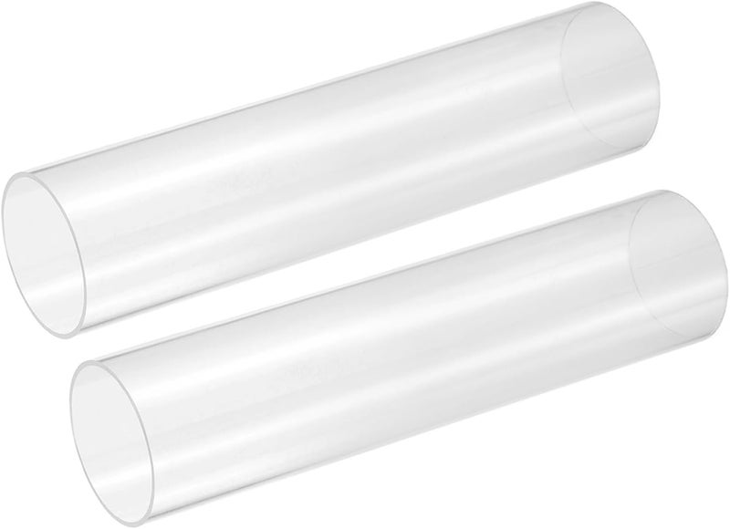 uxcell 2Pcs Clear Rigid Acrylic Pipe, 46mm(1.81") ID x 50mm(1.97") OD 8" Round Polycarbonate Tube Plastic Tubing for Plumbing, Lighting, Aquarium, DIY Projects - Image 1